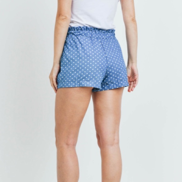 Blue & White Polka Dot, Paper Bag Shorts - Picture 3 of 4